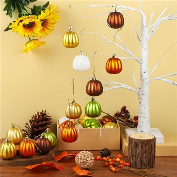 24 PCS‎ Fall Pumpkin Ornaments: Mini Hanging Decor for Halloween & Thanksgiving - Picture 5 of 8